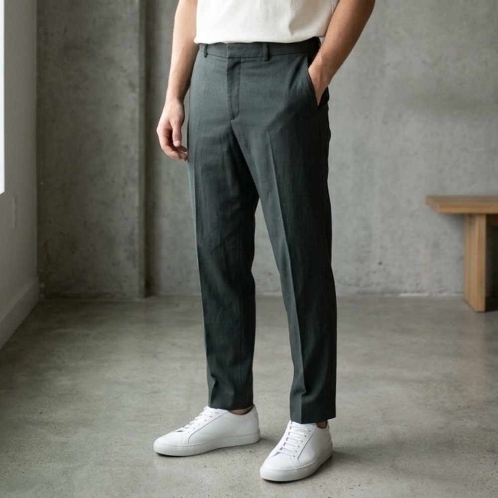 COS Mens Pants 36R Dark‎ Green Lyocell Cotton Blend Minimalist Quiet Luxury